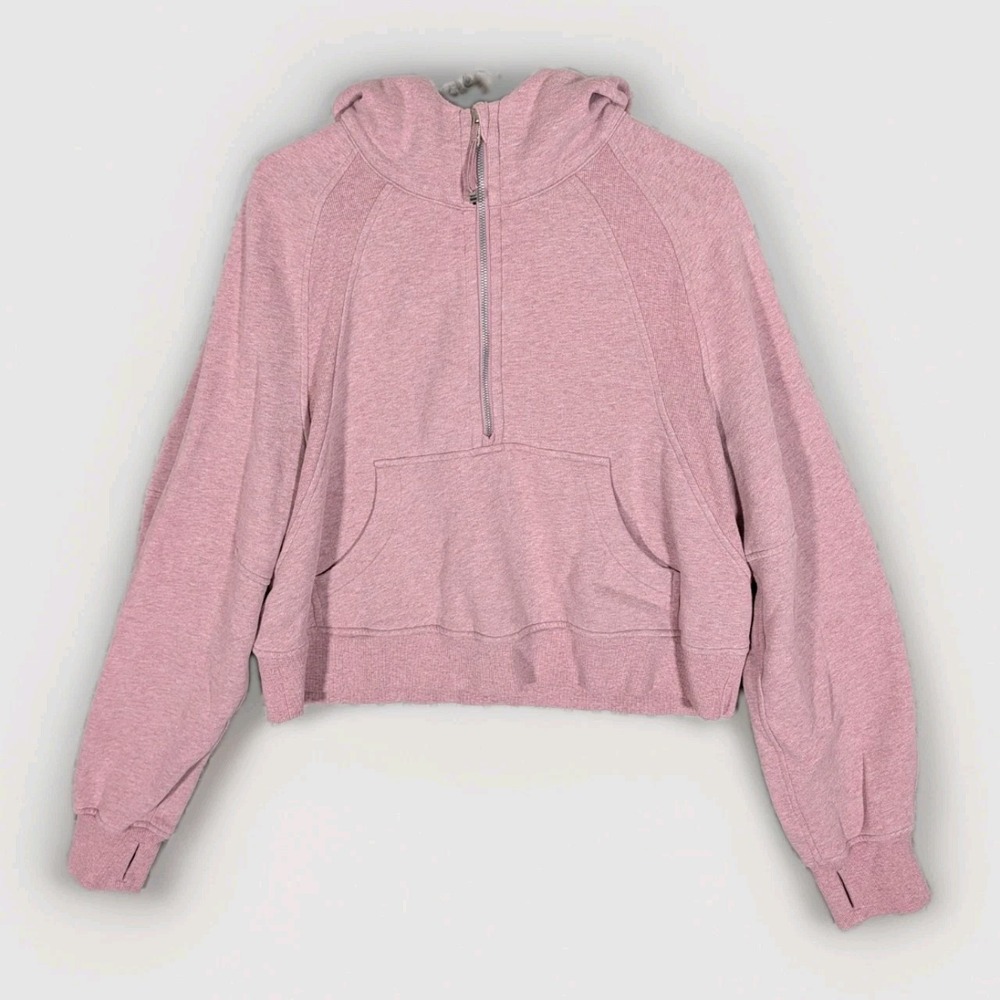Lululemon Scuba Oversized Half Zip Hoodie M/L Heathered Pink Taupe LW3DUSS - EUC